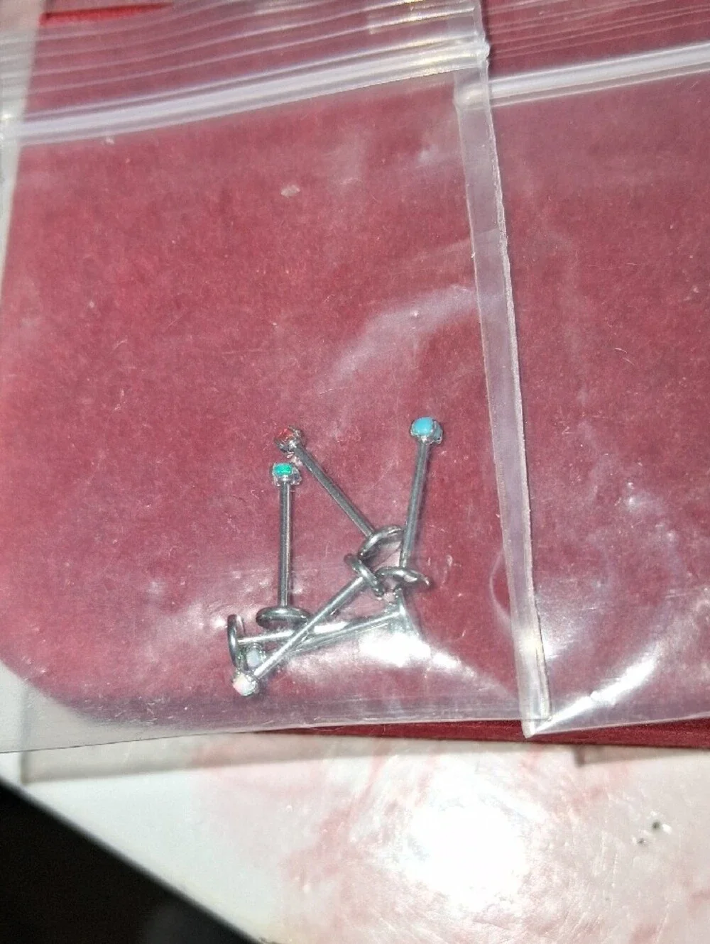 Silver Steel Labret Studs with Colored Gem Accents - Multi-Pack